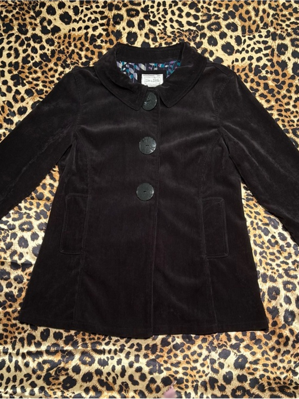Y2K Live A Little Black Corduroy A-Line Jacket
